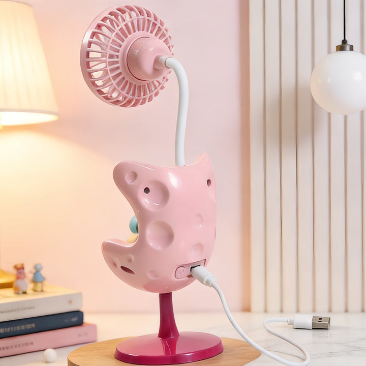 Damen USB Tischventilator mit verspieltem Bärenmotiv und flexibler Neigung Karnz