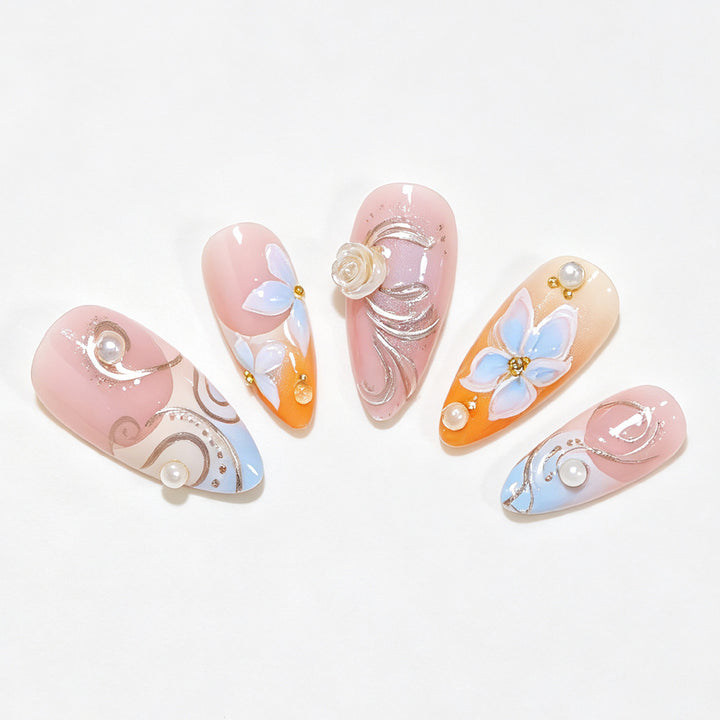 Florale verzierten Stiletto Nagelkunst Karnz