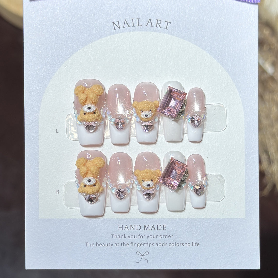Niedliches von Tieren inspiriertes Press-On Nagelkunst-Set Karnz