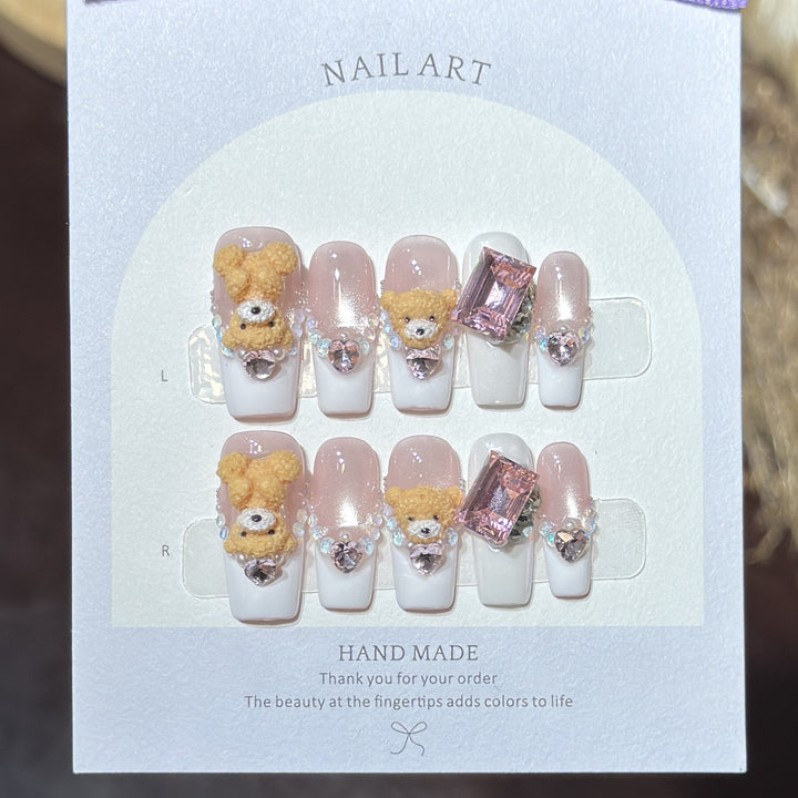 Niedliches von Tieren inspiriertes Press-On Nagelkunst-Set Karnz