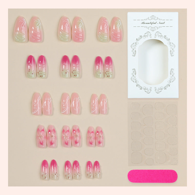Künstlerisches Press-On Nagelset mit floralen Designs Karnz