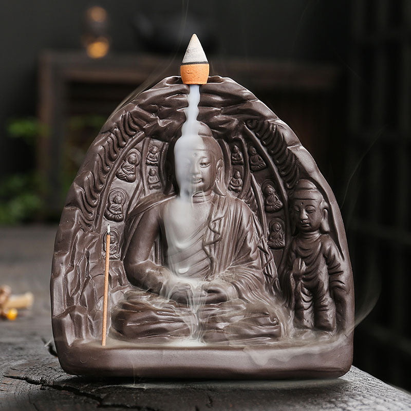 Künstlerische Buddha-Themen Räucherstäbchen Wasserfall