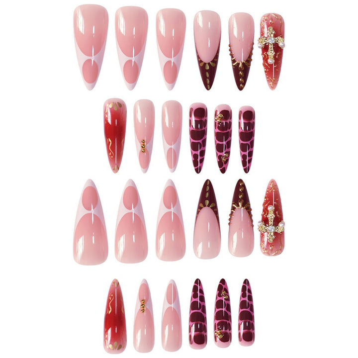 Glamouröse dekorative Stiletto-Press-on-Nagelset Karnz