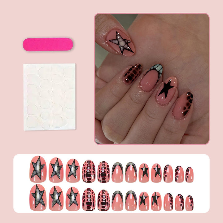 Kunstnagelset mit modernen Stern- und Tiermotiven Karnz