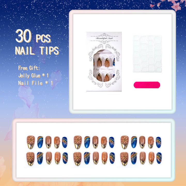 Dekorativer Press-On-Nagelset mit künstlerischen Designs