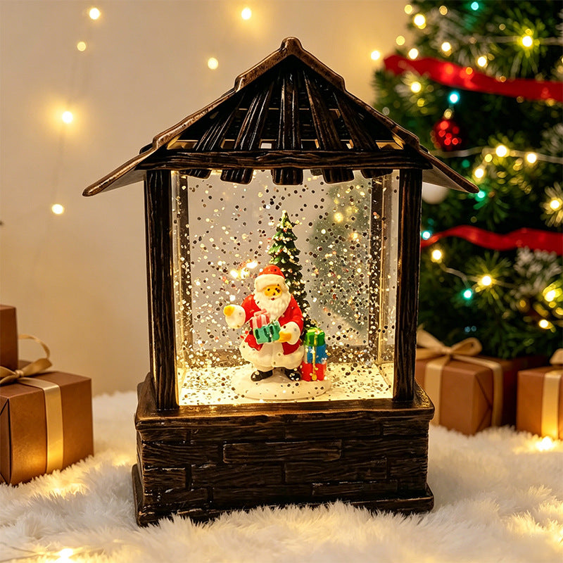 Weihnachtslaterne mit Schneekugel und LED-Beleuchtung Karnz