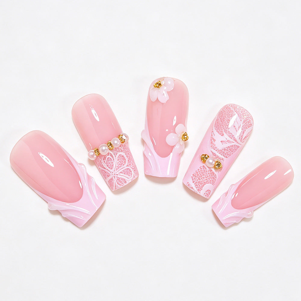 Elegante Floral Press-On Nail Art Tipps Karnz