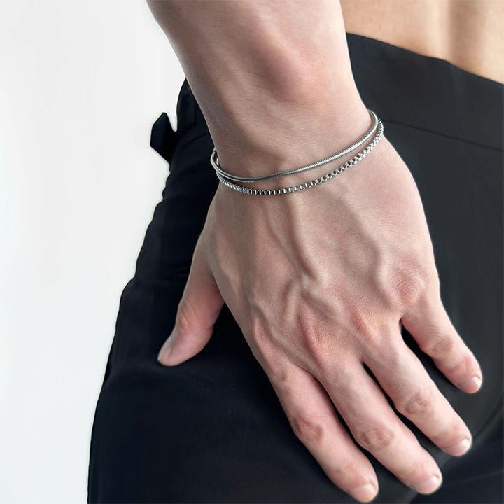 Elegante Doppel-Chain Edelstahlarmband Karnz