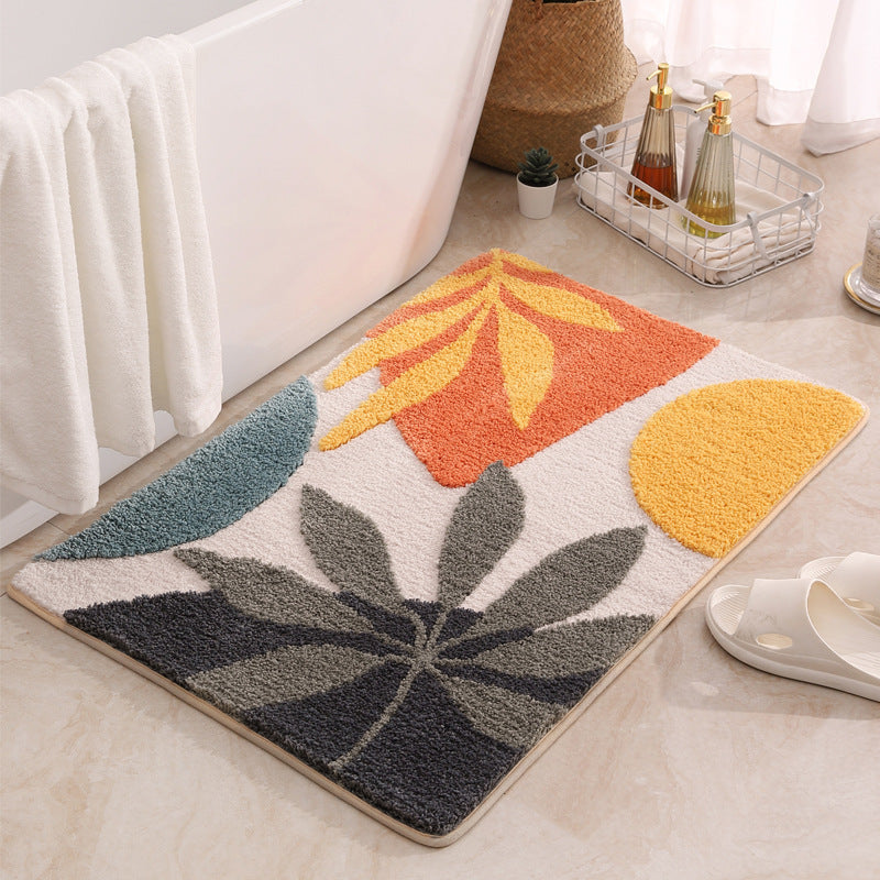 Weicher Plüsch-Badteppich mit Blätterdesign