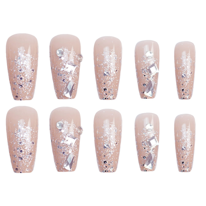 Glitzernde, mit Strass verzierte Press-On-Nagel-Set Karnz