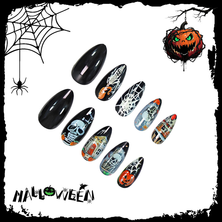 Halloween Kunstnagelset mit schaurigen Motiven und kreativen Designs Karnz