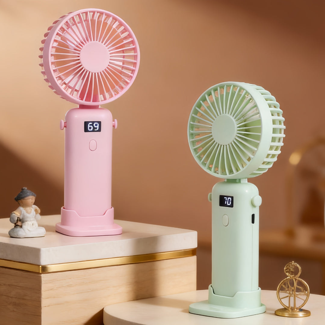 Damen Tragbarer Handventilator mit digitaler Geschwindigkeitsanzeige und USB-Ladefunktion Karnz