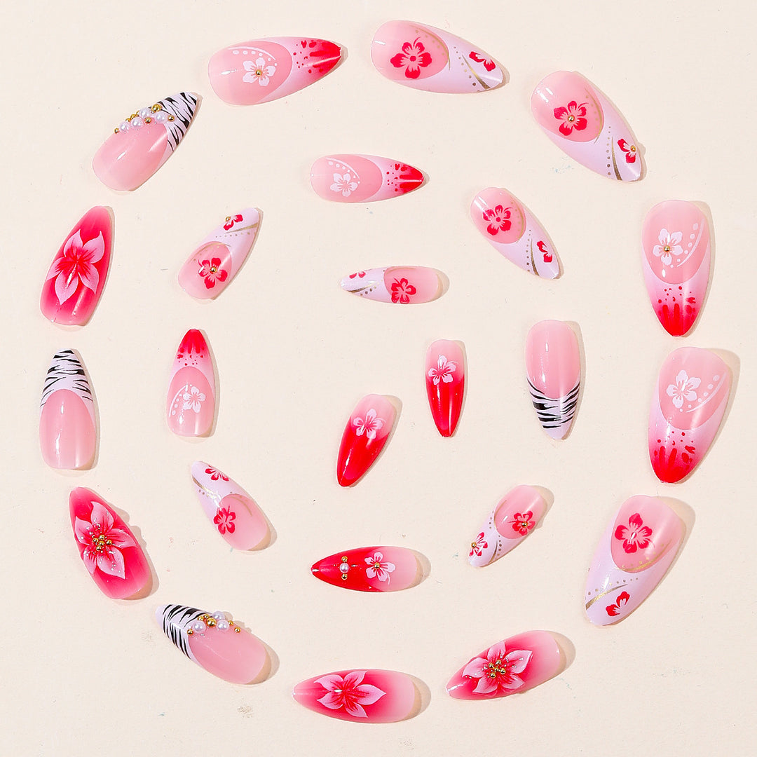 Exotische Blumen 3D Stiletto Nagelkunst Karnz