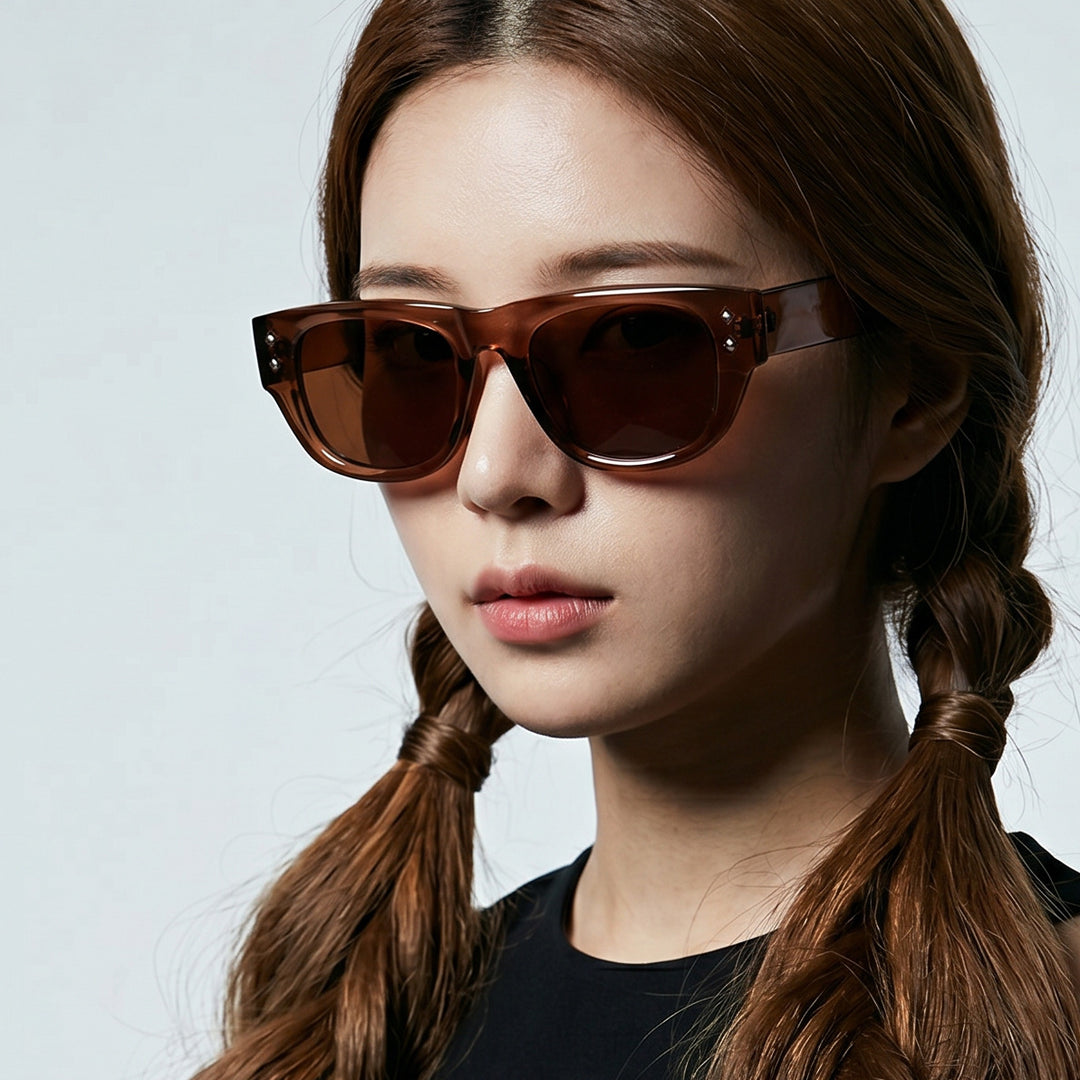 Damen modische Sonnenbrille im trendigen Rechteck-Design Karnz