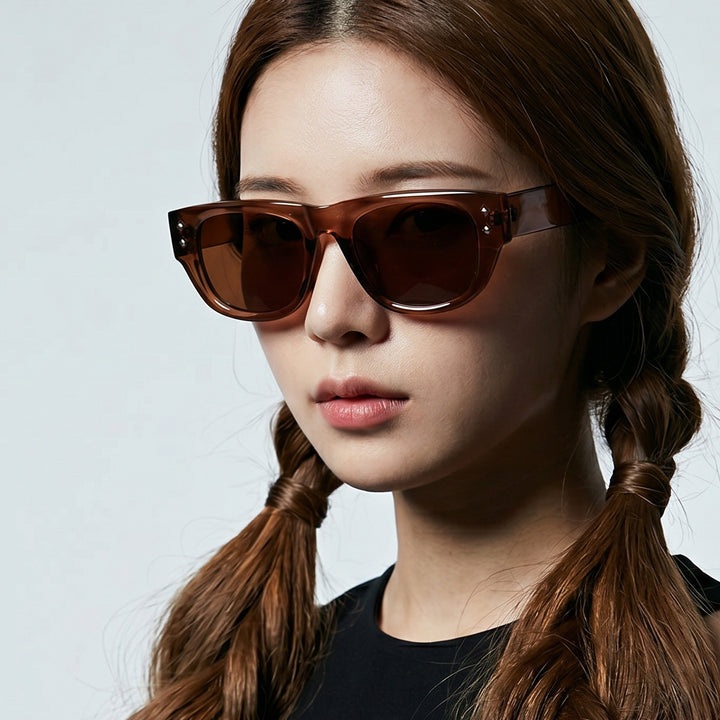 Damen modische Sonnenbrille im trendigen Rechteck-Design Karnz