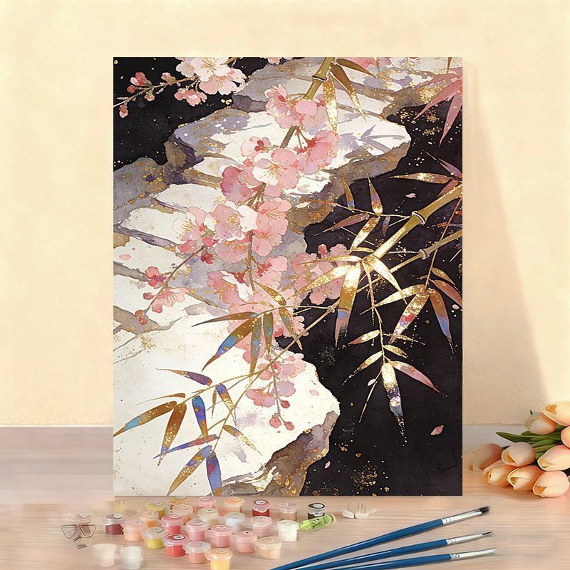 Elegantes Blumenaquarell-malen nach Zahlen Leinwand Kunstset Karnz
