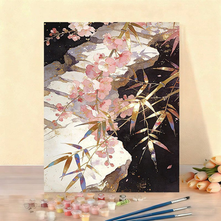 Elegantes Blumenaquarell-malen nach Zahlen Leinwand Kunstset Karnz