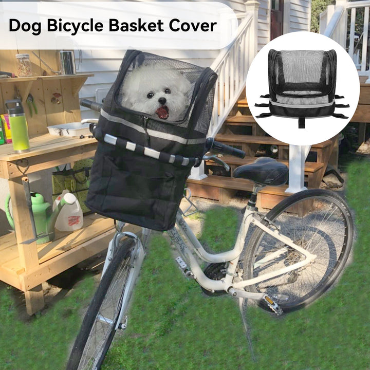 vordermontierte atmungsaktive Netz-Hundekorb-Bedeckung für das Fahrrad mit reflektierendem Besatz Karnz