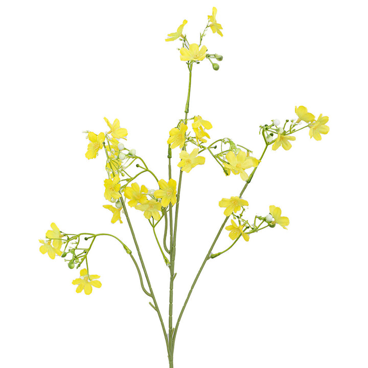 Künstlicher Blütenzweig mit zarten blauen Blumen und grünen Beeren Karnz