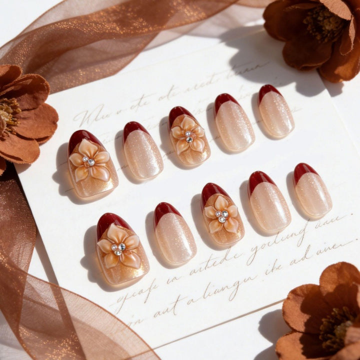 Premium Kunstnägel mit floralen Akzenten Karnz