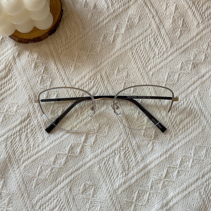 Modische Cat-Eye Sonnenbrille mit Feinem Metallrahmen Karnz