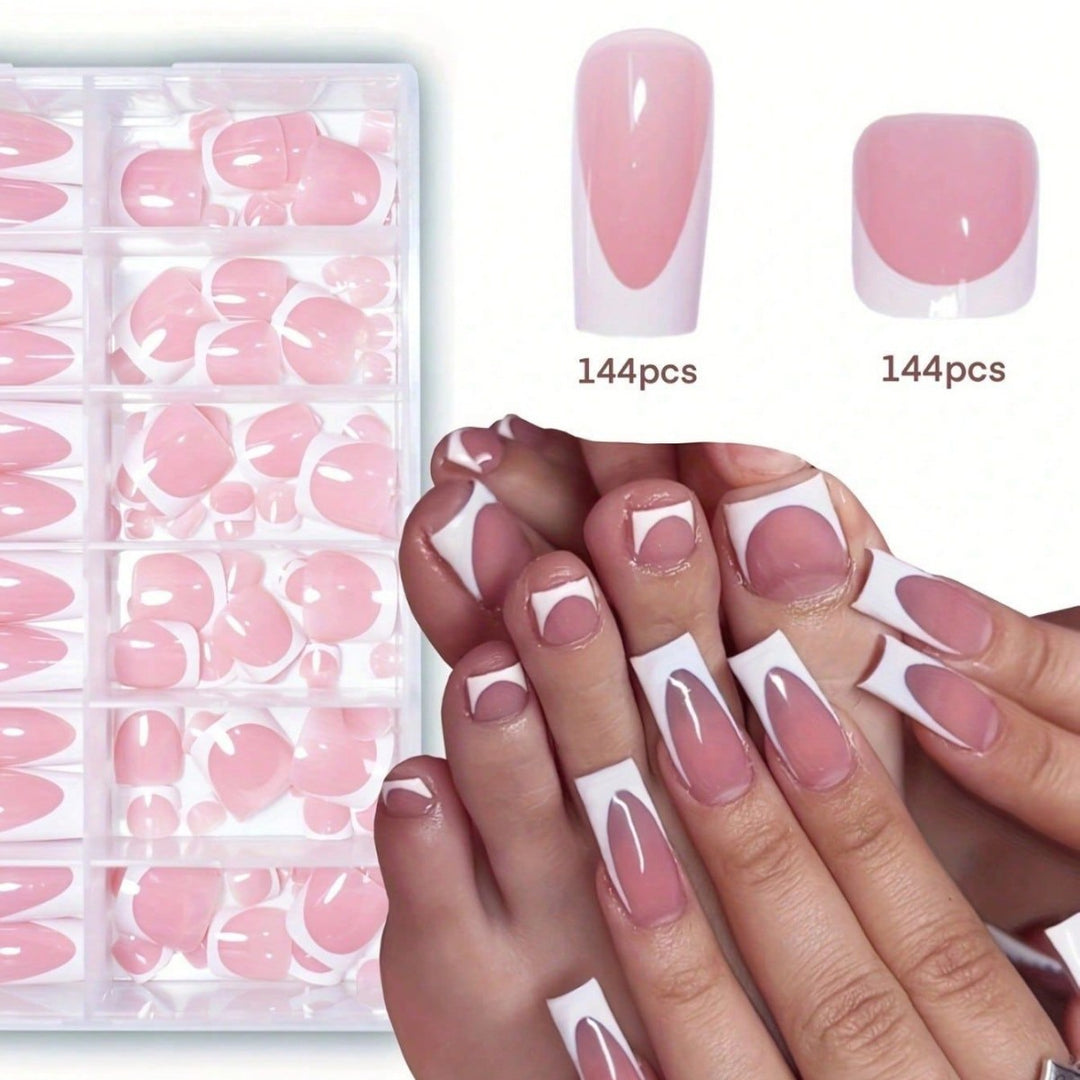 Premium French Tip Press-On Nail Set Karnz