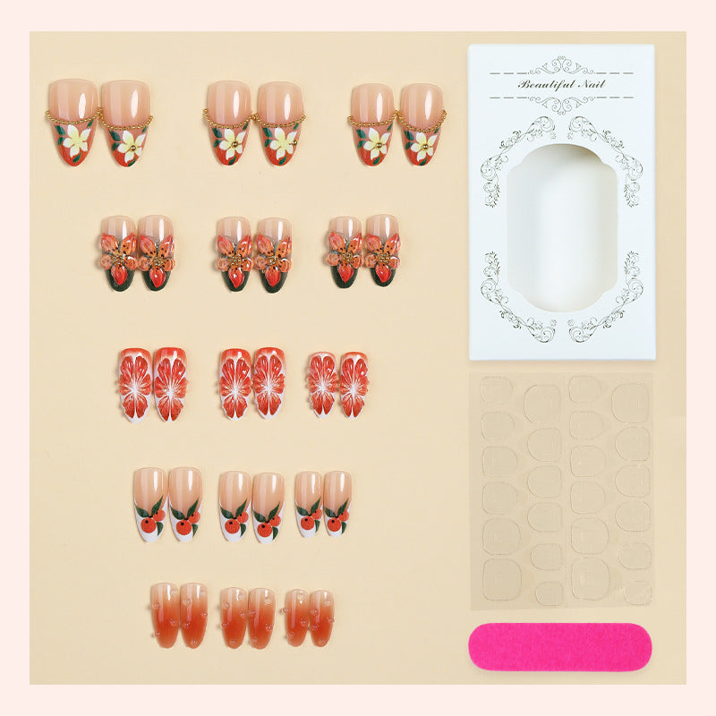 Blumenmotiv Press-On Nagelset Karnz