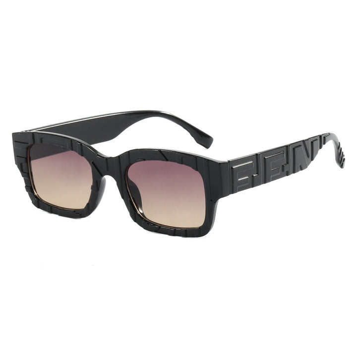 Damen modische quadratische Sonnenbrille mit strukturiertem Rahmen und UV-Schutz Karnz