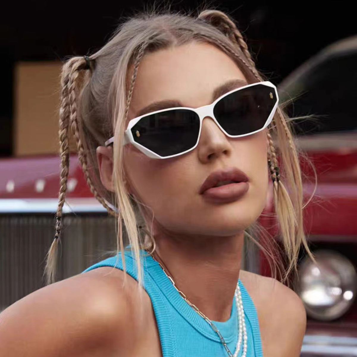 Damen futuristische Diamant-Sonnenbrille Karnz