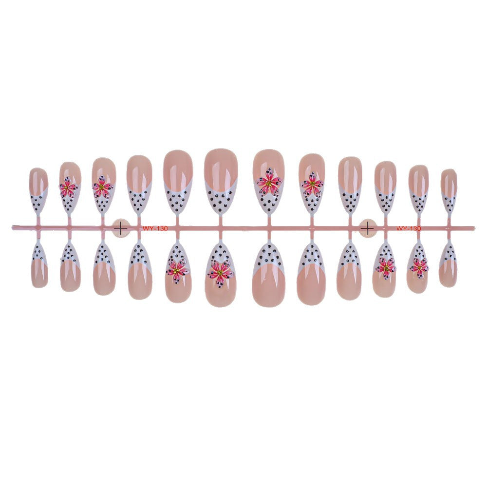 Dekorativer Floral-Akzent Press-On Nagelset Karnz