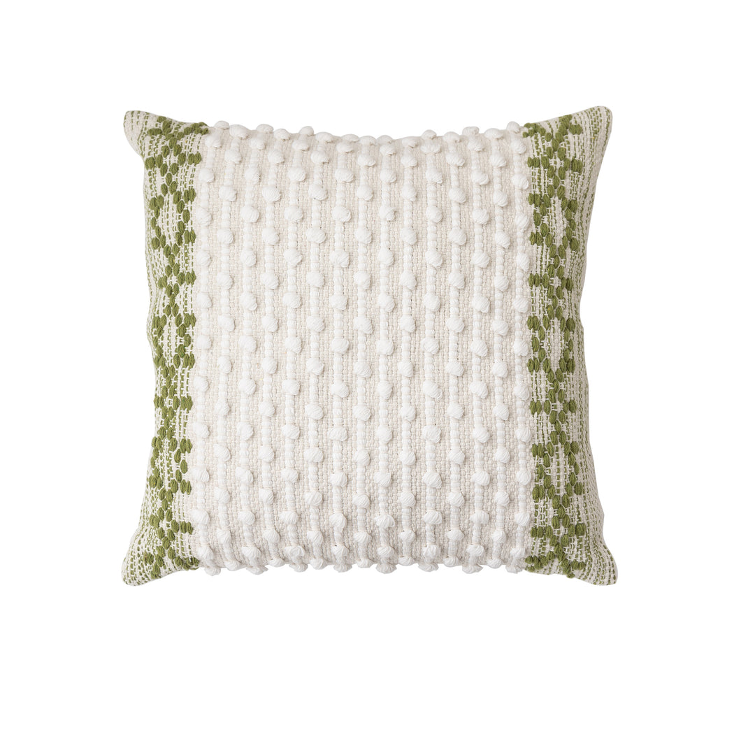 Gewebtes Boho-Dekokissen mit Quasten, Tuft-Relief und handgefertigten Details