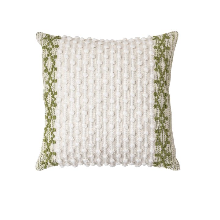 Gewebtes Boho-Dekokissen mit Quasten, Tuft-Relief und handgefertigten Details