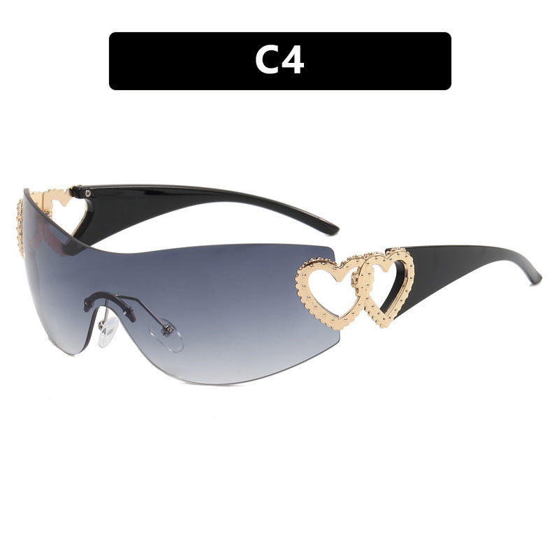 Damen Fashion-Sonnenbrille mit Herz-Applikationen Karnz