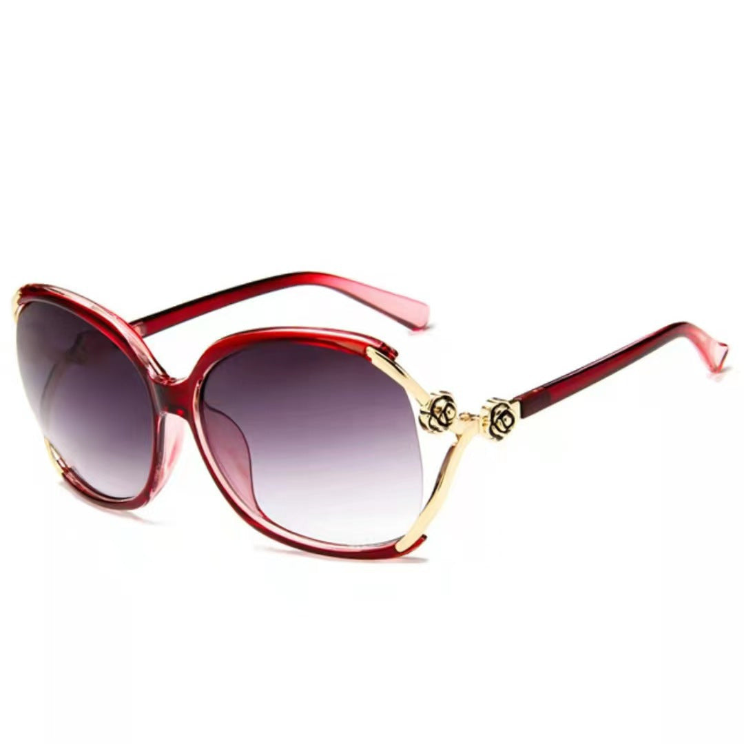 Damen elegante Oversized-Sonnenbrille mit luxuriösen Verzierungen Karnz