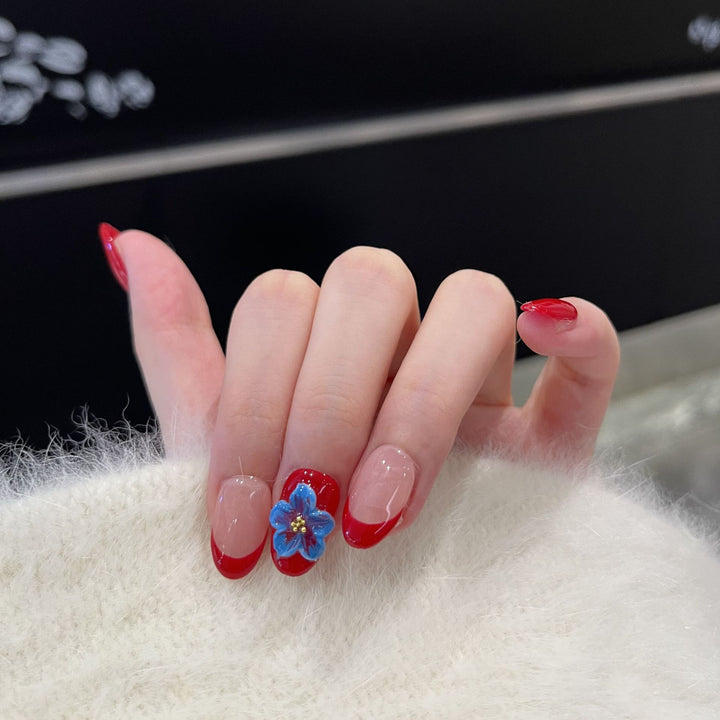 Stylisches Blumendekor Press-On Nagel Set Karnz