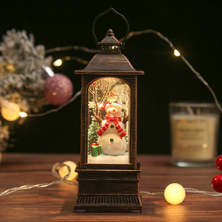 Nostalgische Weihnachtslaterne mit leuchtendem Schneemann Karnz