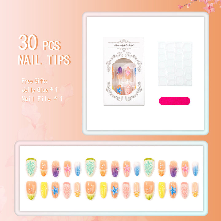 Marine-inspirierte dekorative Press-On-Nagelset