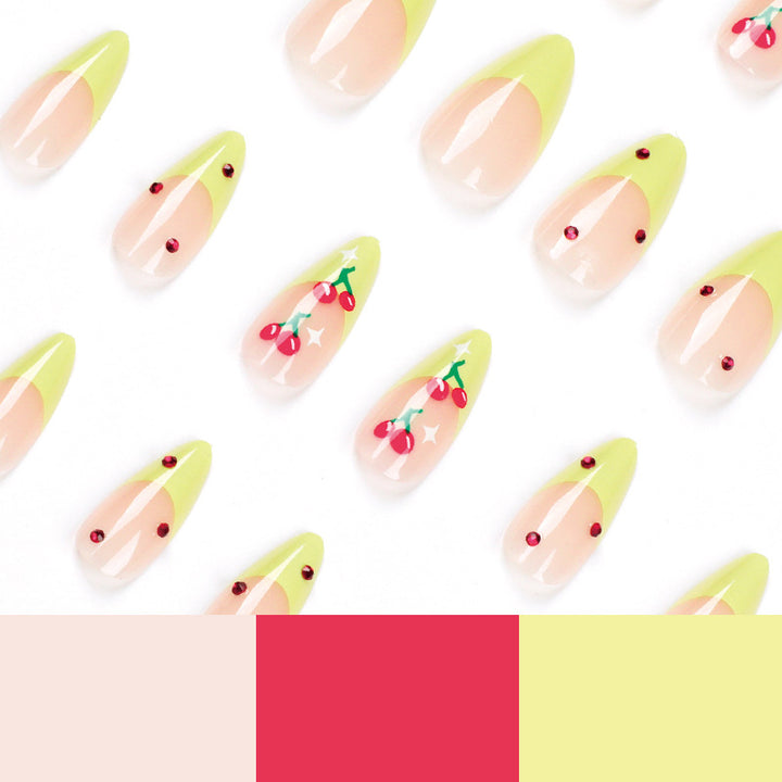 Kunstvolle Press-On Nägel mit fruchtigem Design Karnz