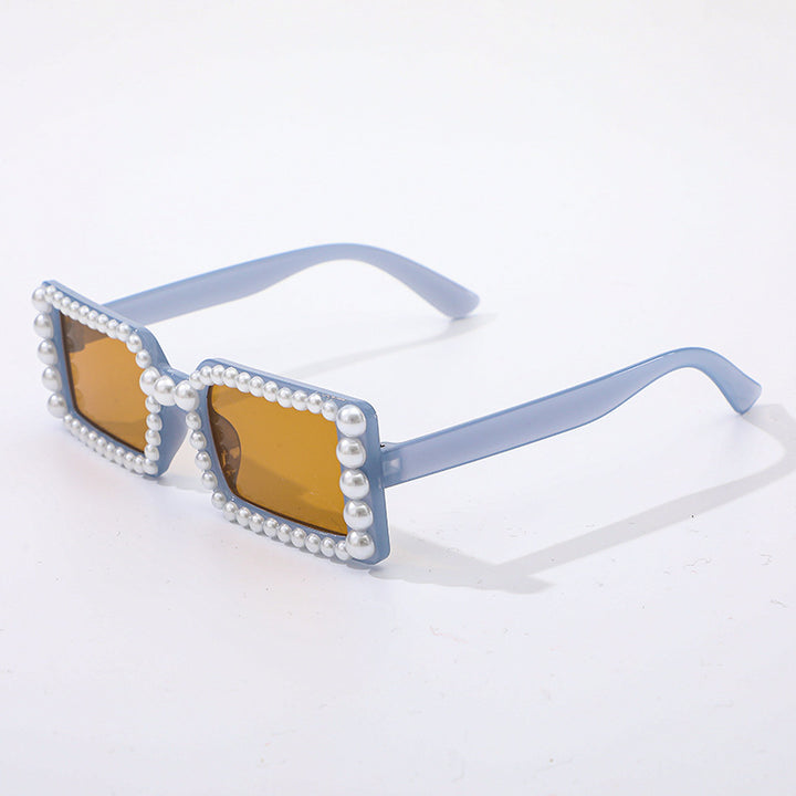 Perlenverzierte Retro-Sonnenbrille Karnz