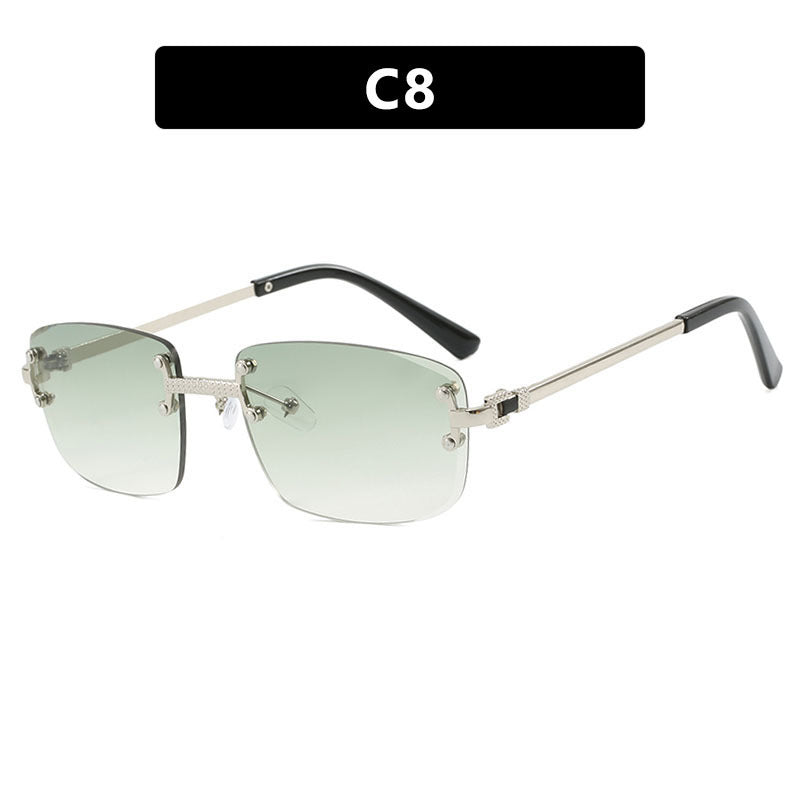 Damen elegante quadratische Sonnenbrille mit transparenten Gläsern und hochwertigem Metallrahmen Karnz