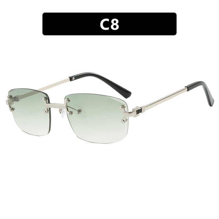 Damen elegante quadratische Sonnenbrille mit transparenten Gläsern und hochwertigem Metallrahmen Karnz