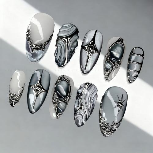Künstlerisches Drucknagelset mit metallischen Akzenten Karnz