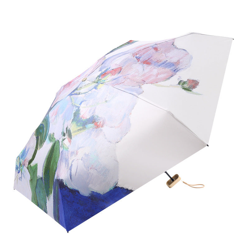 Damen elegante Falt-Regenschirm mit floralen Mustern Karnz