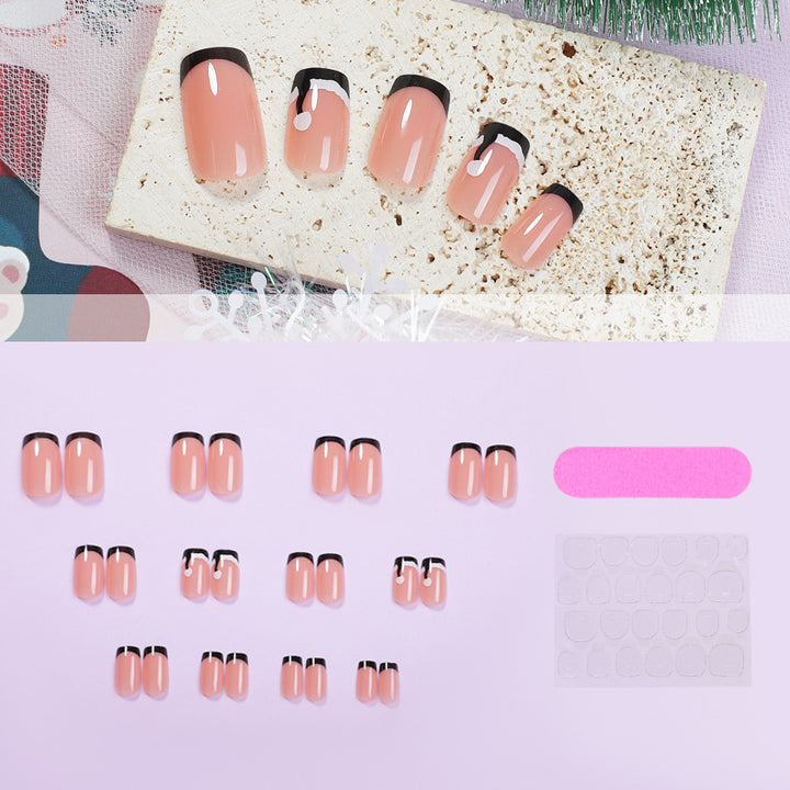 Glänzendes French Tip Press-On Nagelset Karnz