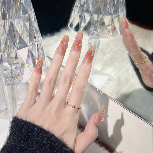 Künstlerische Press-On-Nagelspitzen mit floralem Design Karnz