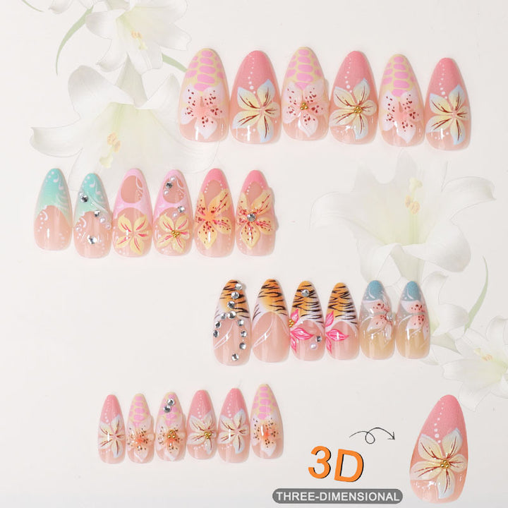 Tropisches Floral Press-On Nagelset Karnz