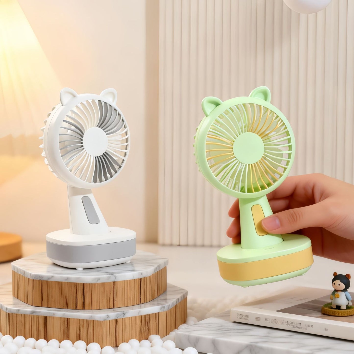 Damen Tragbarer Tischventilator mit kreativen Tierohren Karnz