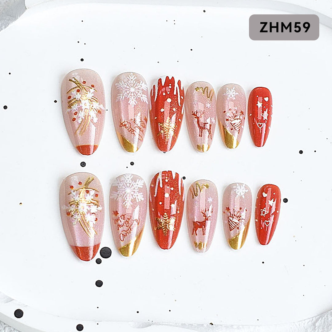 Festliches Künstlerisches Press-On Nageldesign Karnz