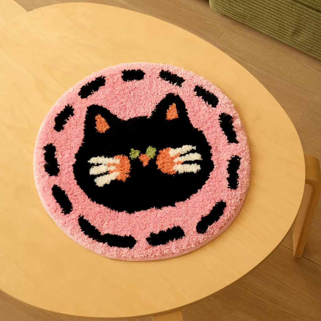 Niedlicher Katzenkopf Plüsch-Teppich Karnz