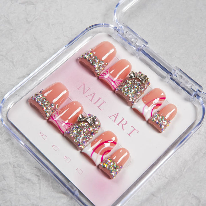 Glamouröses Strass Press-On Nageldesign Set